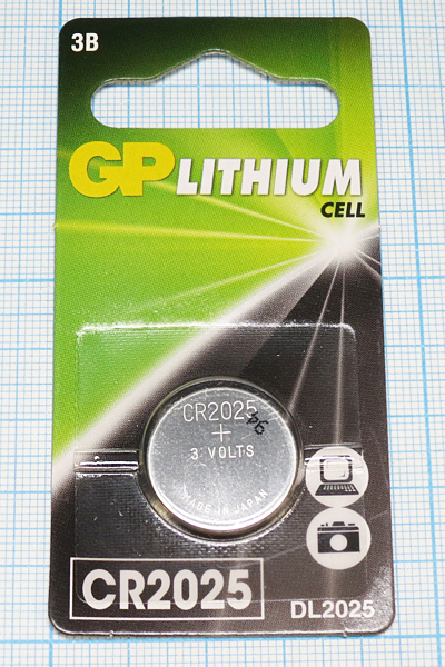 бат  3В\ 145мАч\20,0x2,5\Li\CR2025\GP
